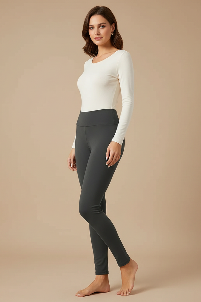 Pantalon Gris Slim Chaud Doux Élastique Hiver - Molleton