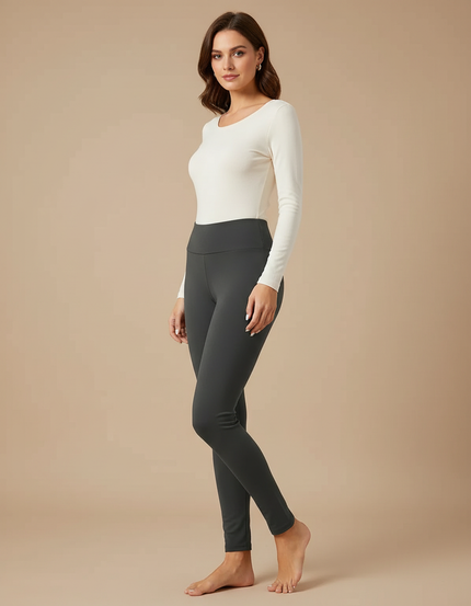 Pantalon Gris Slim Chaud Doux Élastique Hiver - Molleton