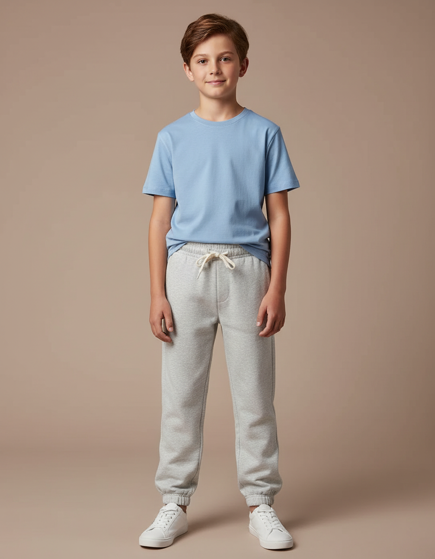 Pantalon Gris Molletonné Ample Cordon Enfant