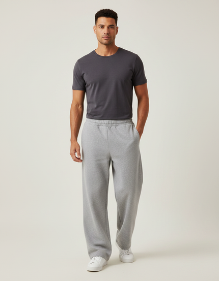 Pantalon Gris Ample Molletonné Confortable Décontracté