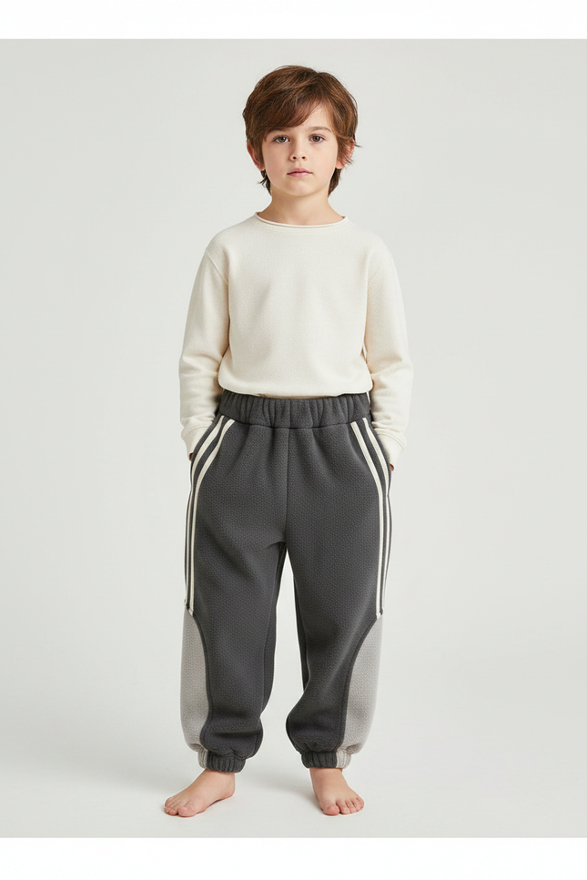 Pantalon Gris Molletonné Sport Ample Enfant
