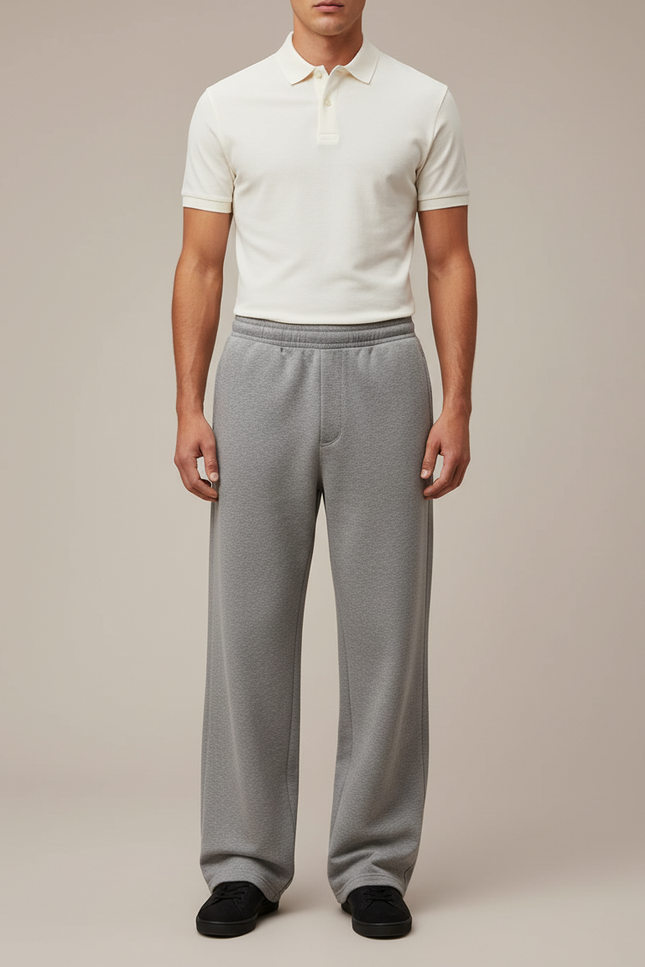 Pantalon Gris Ample Confortable Molletonné Décontracté Homme