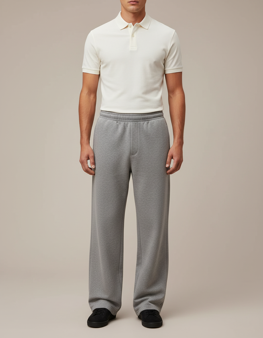 Pantalon Gris Ample Confortable Molletonné Décontracté Homme