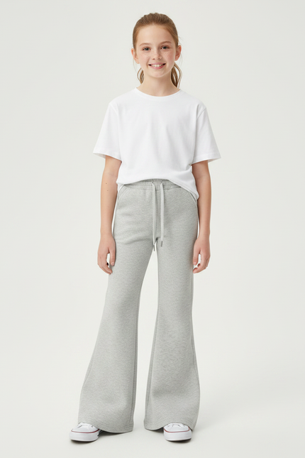 Pantalon Gris Évasé Molletonné Sport Enfant