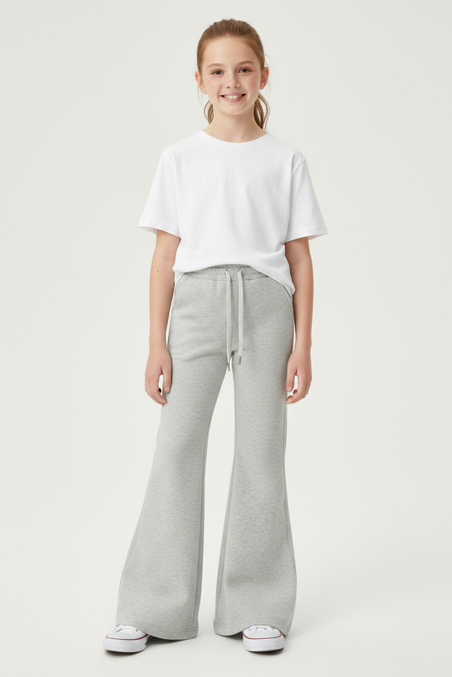 Pantalon Gris Évasé Molletonné Sport Enfant