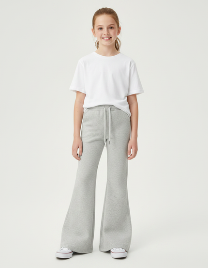 Pantalon Gris Évasé Molletonné Sport Enfant