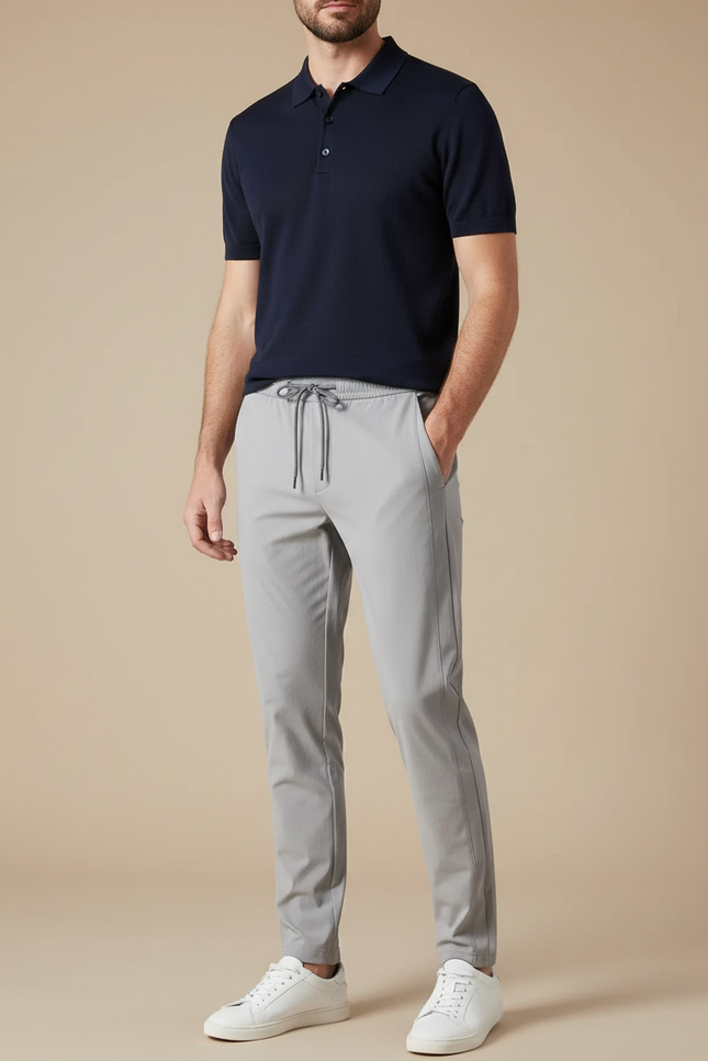 Pantalon Gris Homme Décontracté Cordon Élastique - Polyester
