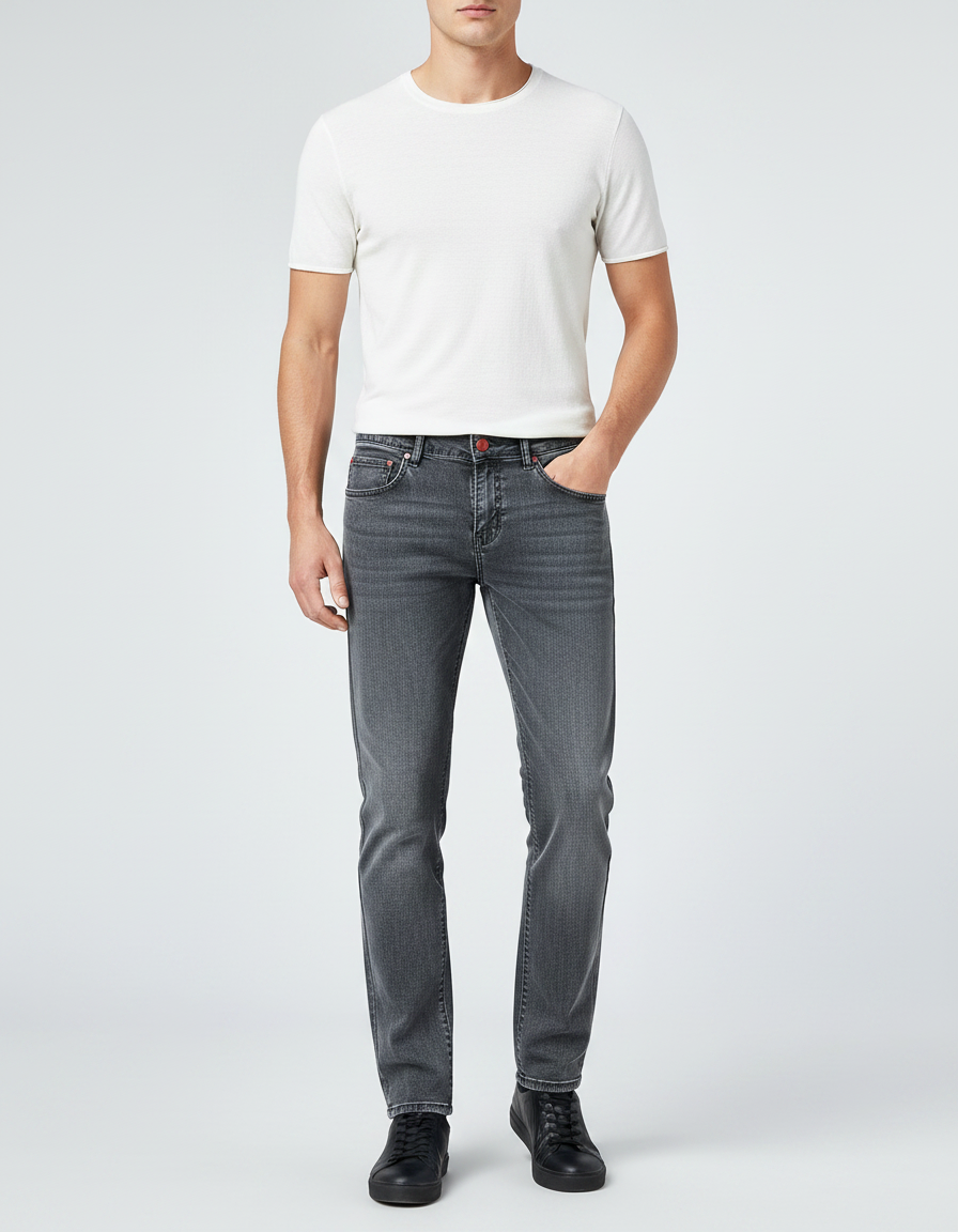 Pantalon Gris Jean Slim Décontracté Homme