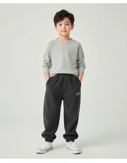 Pantalon Gris Côtelé Jogging Garçon Confortable Doux - Cordé