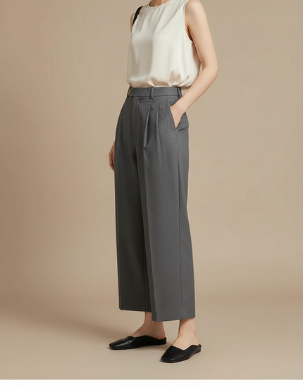 Pantalon 7/8 Femme Gris - Laine