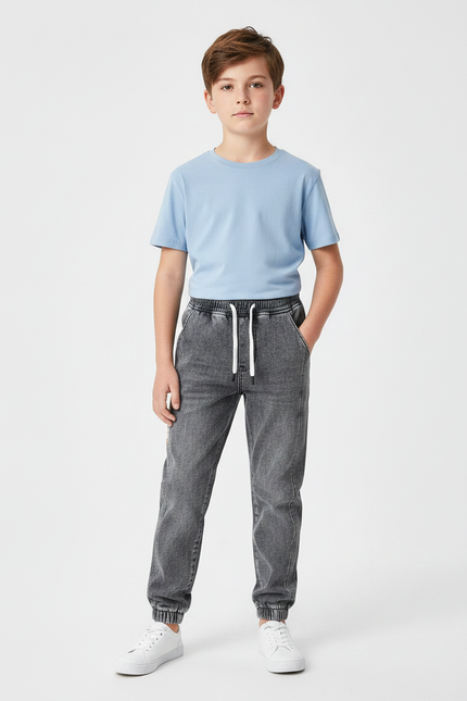 Pantalon Gris Jean Jogger Décontracté Garçon