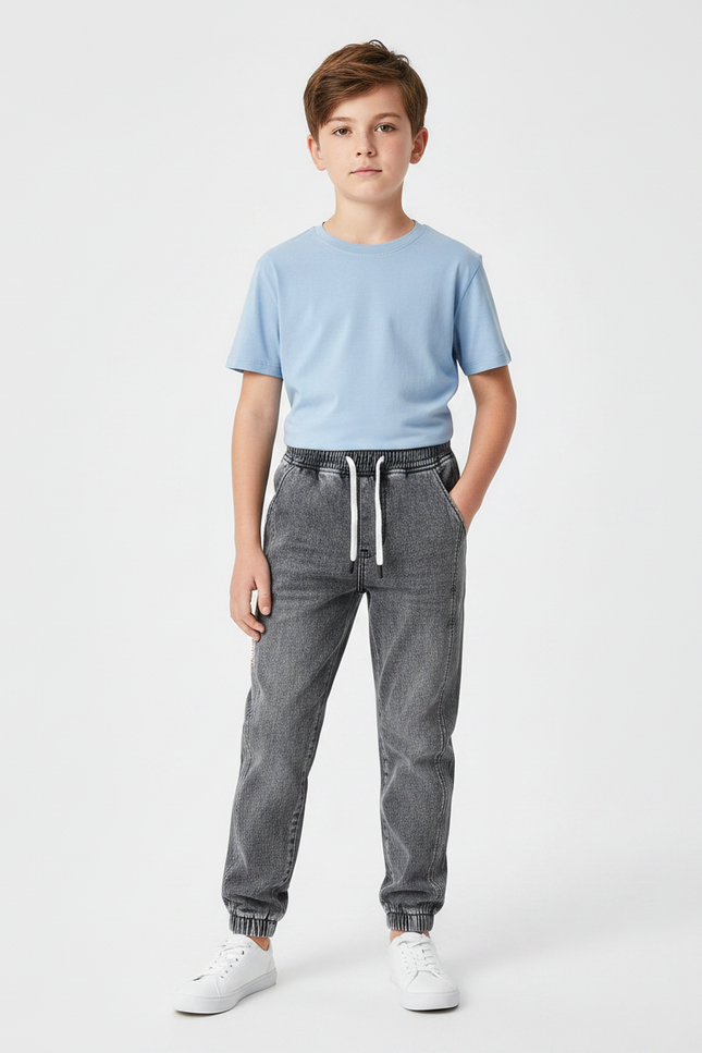 Pantalon Gris Jean Jogger Décontracté Garçon
