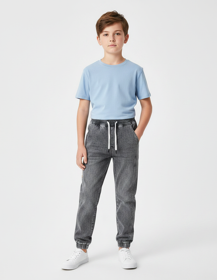 Pantalon Gris Jean Jogger Décontracté Garçon