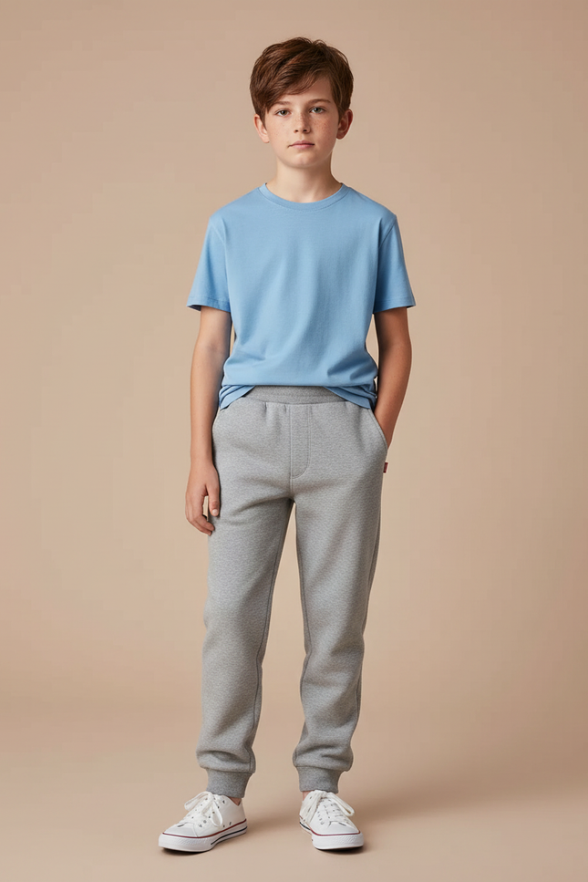 Pantalon Gris Molletonné Enfant Décontracté Doux