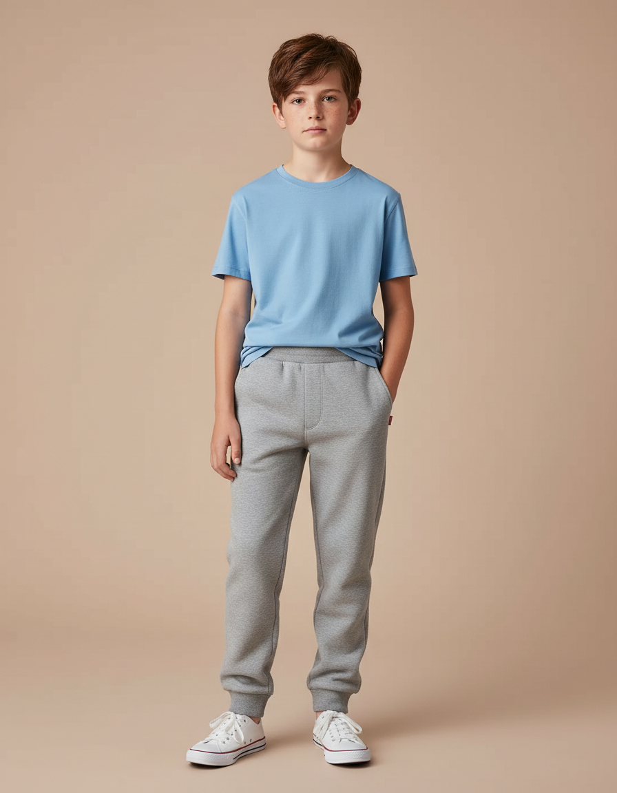 Pantalon Gris Molletonné Enfant Décontracté Doux