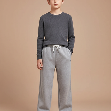 Pantalon Gris Molletonné Ample Décontracté Enfant Garçon