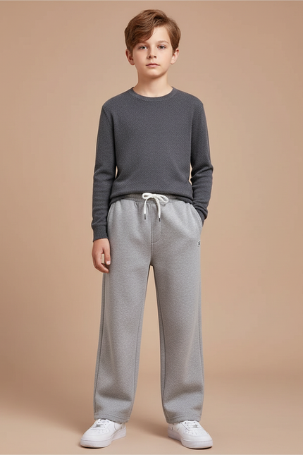 Pantalon Gris Molletonné Ample Décontracté Enfant Garçon
