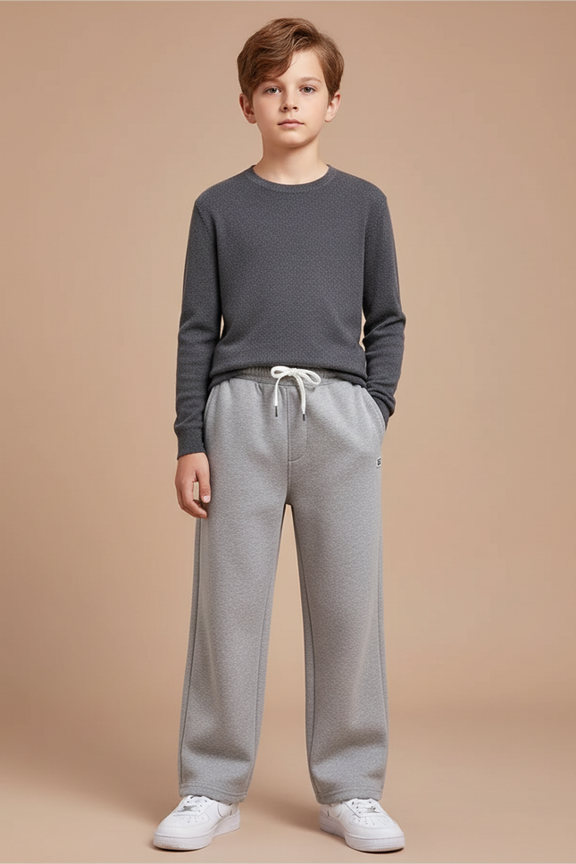 Pantalon Gris Molletonné Ample Décontracté Enfant Garçon
