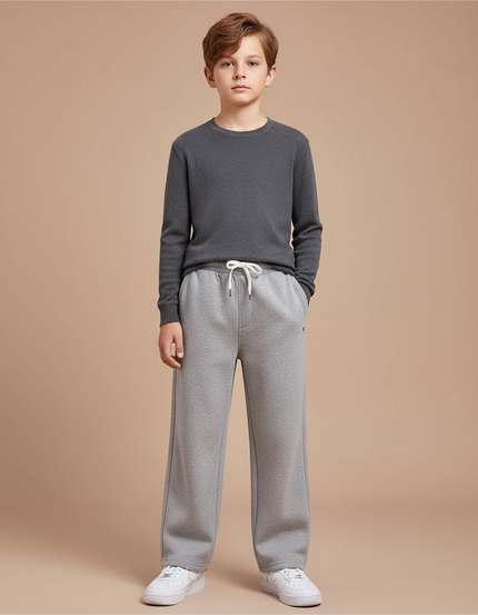 Pantalon Gris Molletonné Ample Décontracté Enfant Garçon