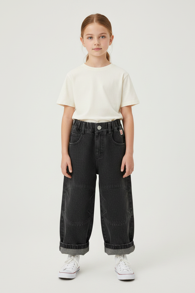 Pantalon Gris Denim Large Casual Enfant - Jean