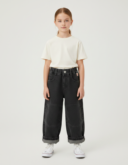 Pantalon Gris Denim Large Casual Enfant - Jean