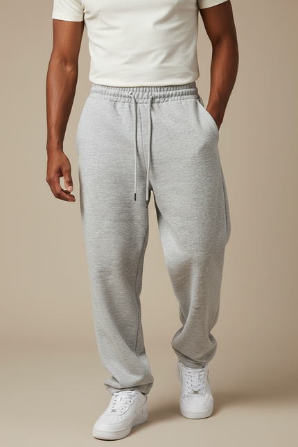 Pantalon Gris Ample Confortable Décontracté Homme - Molleton