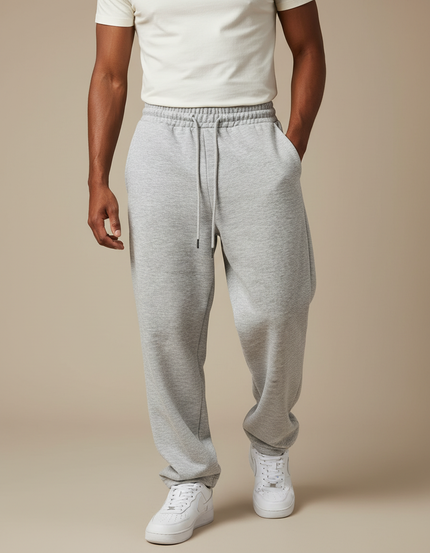 Pantalon Gris Ample Confortable Décontracté Homme - Molleton