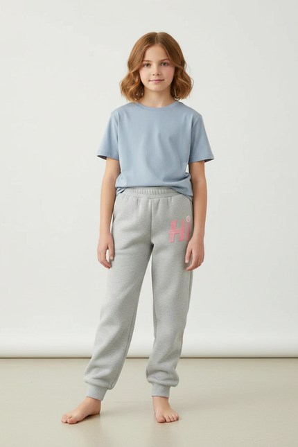 Pantalon Gris Molletonné Imprimé Confortable Enfant Sport