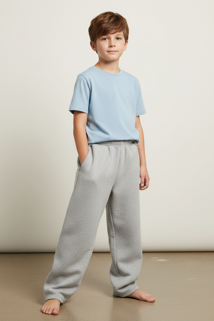 Pantalon Gris Molletonné Enfant Décontracté Ample Confortable