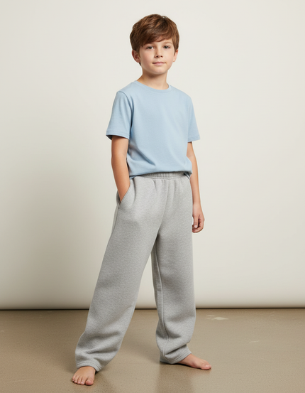 Pantalon Gris Molletonné Enfant Décontracté Ample Confortable