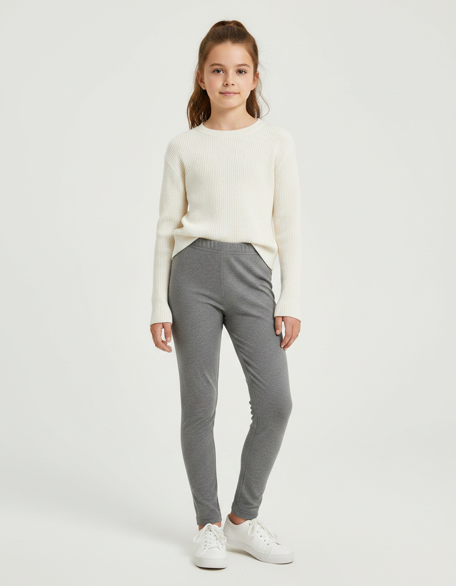 Pantalon Gris Uni Coton Slim Enfant Confortable