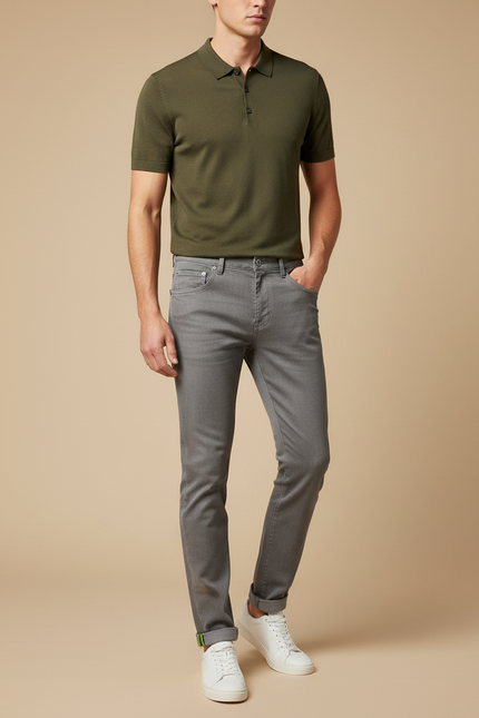 Pantalon Gris Slim Coton Décontracté Homme