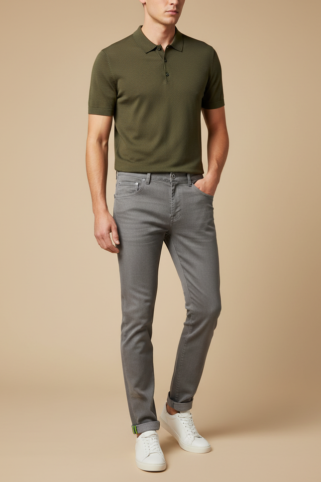 Pantalon Gris Slim Coton Décontracté Homme