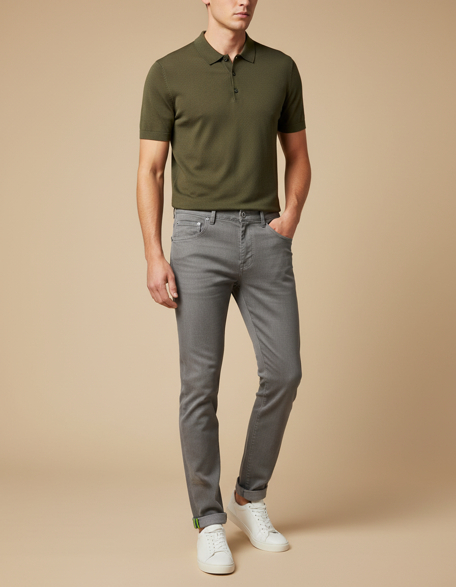 Pantalon Gris Slim Coton Décontracté Homme