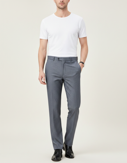 Pantalon Gris Habillé Élégant Affaires Homme Ajusté - Laine
