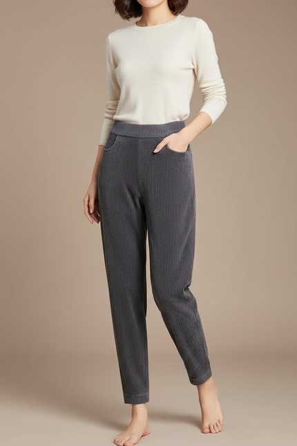 Pantalon Carotte Gris - Cordé