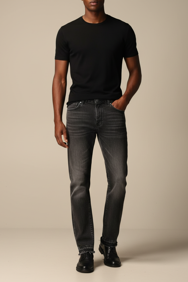 Pantalon Gris Denim Droit Décontracté Homme - Jean