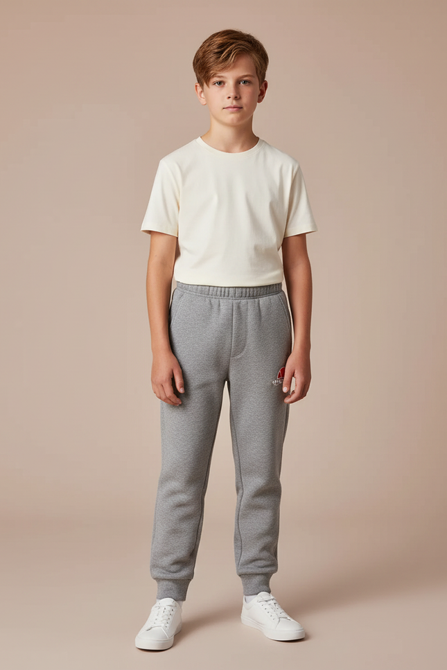 Pantalon Gris Jogger Molletonné Confortable Enfant Sport