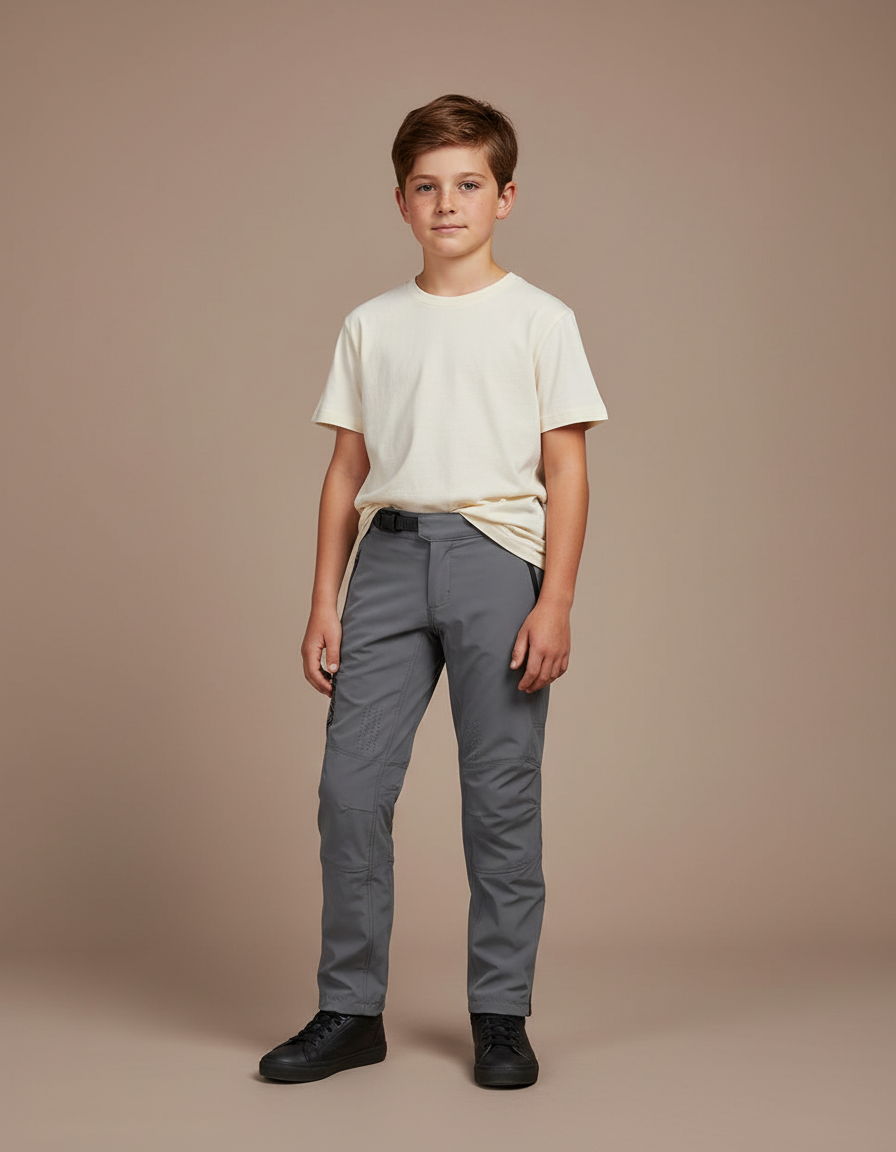 Pantalon Gris Technique Renforcé VTT Enfant - Polyester