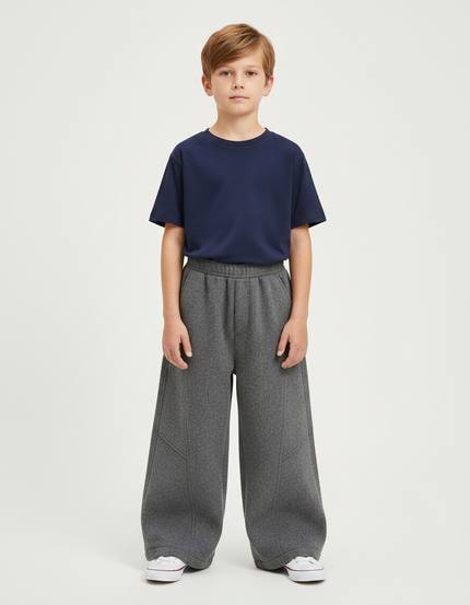 Pantalon Gris Ample Décontracté Épais Hiver Enfant - Molleton
