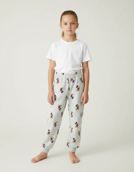 Pantalon Gris Molletonné Imprimé Mickey Enfant Confortable Jogging