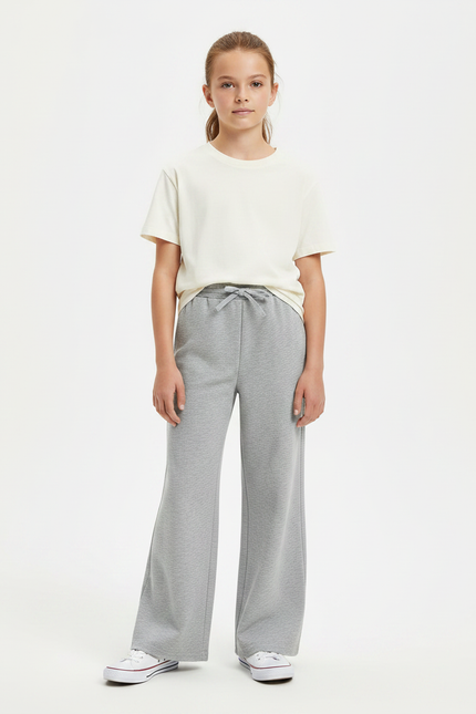 Pantalon Gris Ample Décontracté Molletonné Fille