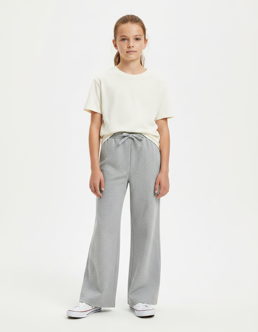 Pantalon Gris Ample Décontracté Molletonné Fille
