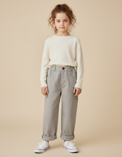 Pantalon Gris Fille Cargo