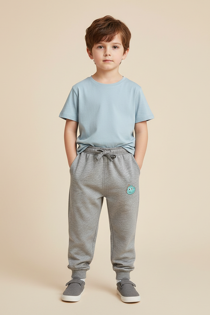Pantalon Gris Molletonné Enfant Décontracté Sport Monstre