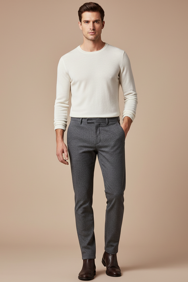 Pantalon Homme Habillé Gris - Laine