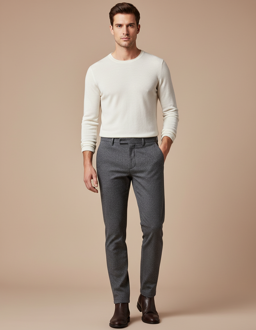 Pantalon Homme Habillé Gris - Laine