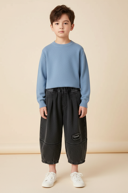 Pantalon Gris Ample Décontracté Enfant Denim - Jean