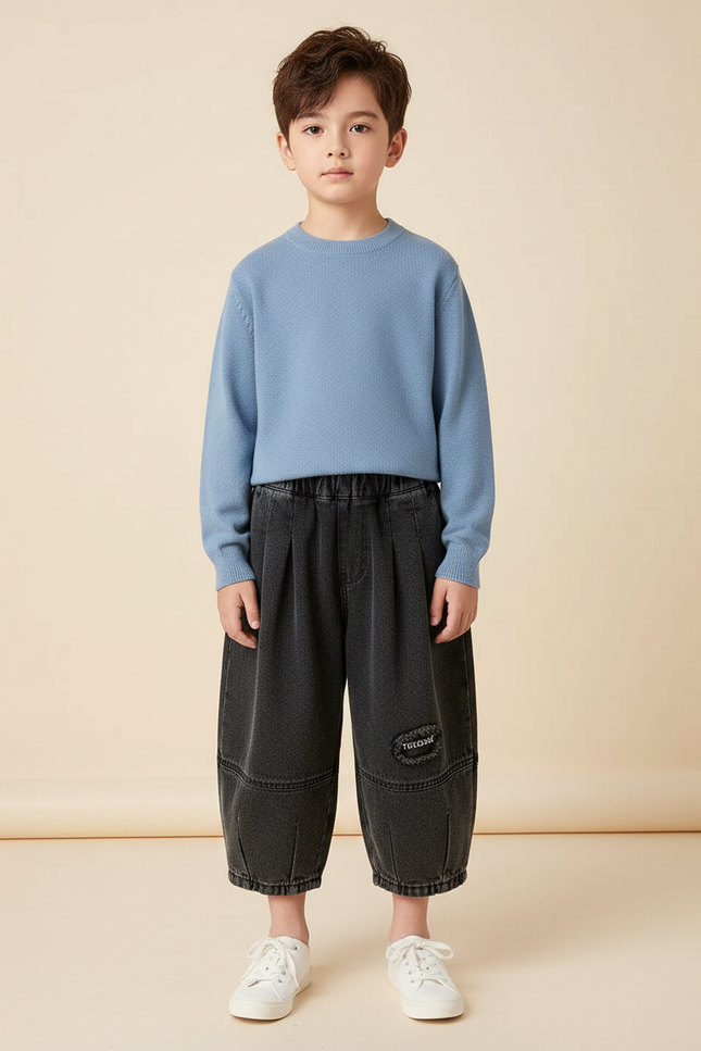 Pantalon Gris Ample Décontracté Enfant Denim - Jean