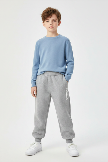 Pantalon Gris Jogging Lettres Imprimées Sport Décontracté - Molleton